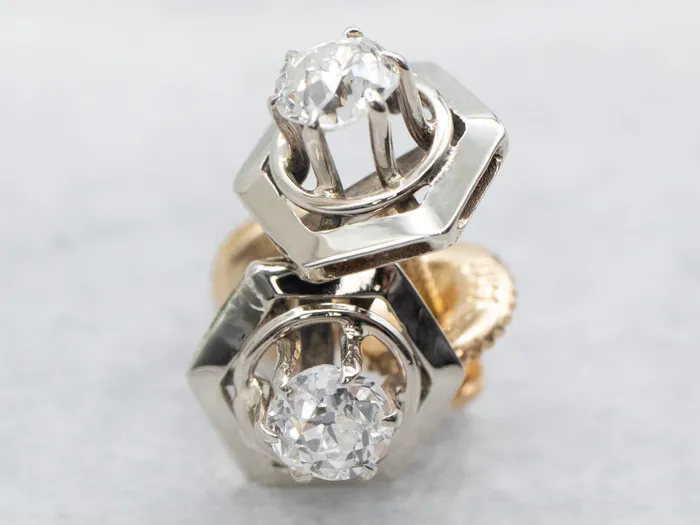 Old Mine Cut Diamond Hexagonal Stud Earrings Market Square Jewelers Earrings Old Mine Cut Diamond Hexagonal Stud Earrings Market Square Jewelers Earrings