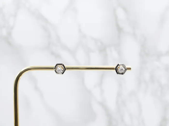 Old Mine Cut Diamond Hexagonal Stud Earrings Market Square Jewelers Earrings Old Mine Cut Diamond Hexagonal Stud Earrings Market Square Jewelers Earrings