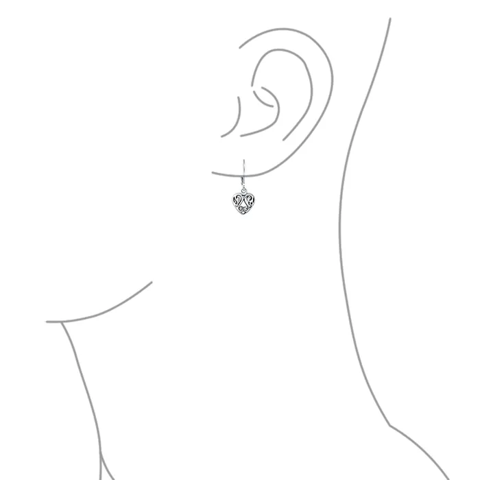 Open Filigree Heart Dangle Earrings Rose Gold Plated Sterling Silver Leverback BlingJewelry Wholesale Earrings