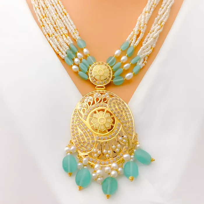 Paisley Adorned 22k Gold Floral CZ Necklace Set Andaaz Jewelers Necklaces Paisley Adorned 22k Gold Floral CZ Necklace Set Andaaz Jewelers Necklaces