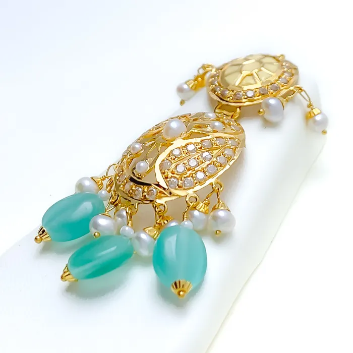 Paisley Adorned 22k Gold Floral CZ Necklace Set Andaaz Jewelers Necklaces
