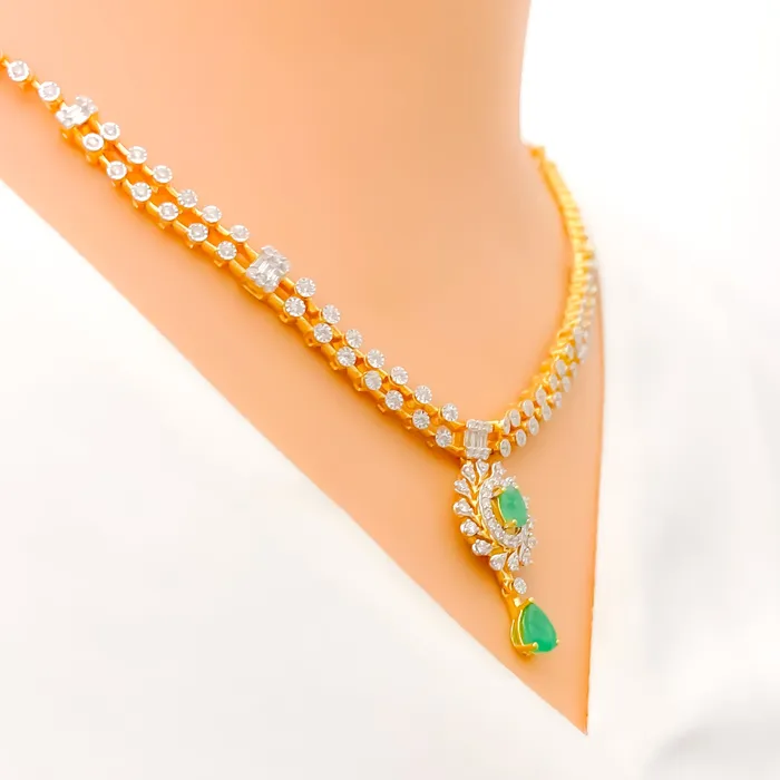 Palatial Diamond Flower 18k Gold Necklace Set Andaaz Jewelers Necklaces
