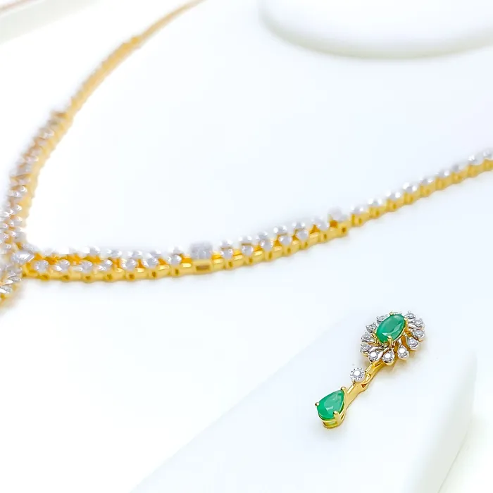 Palatial Diamond Flower 18k Gold Necklace Set Andaaz Jewelers Necklaces