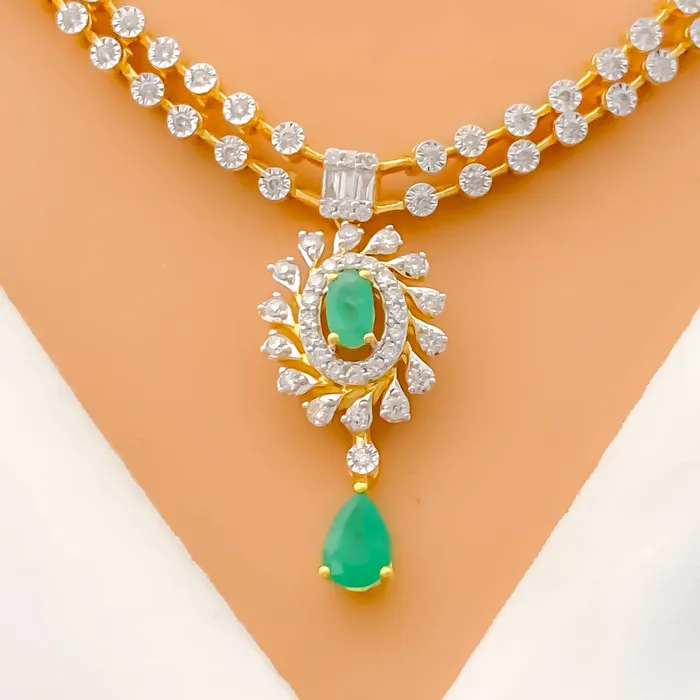 Palatial Diamond Flower 18k Gold Necklace Set Andaaz Jewelers Necklaces