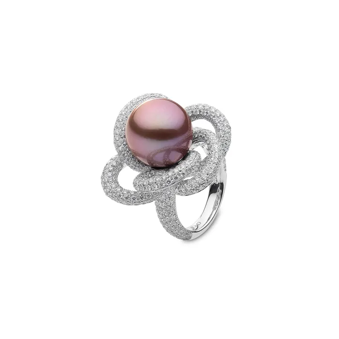 Pink Freshwater Pearl Diamond Ring Yoko London Rings