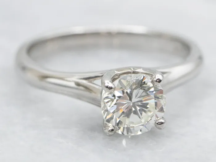 Platinum FourProng Diamond Solitaire Engagement Ring Market Square Jewelers Rings