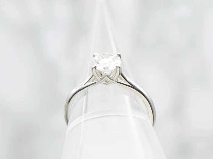 Platinum FourProng Diamond Solitaire Engagement Ring Market Square Jewelers Rings