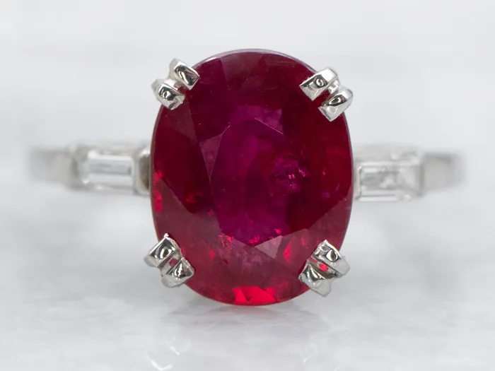 Platinum GIA Certified Ruby and Diamond Ring Market Square Jewelers Rings Platinum GIA Certified Ruby and Diamond Ring Market Square Jewelers Rings