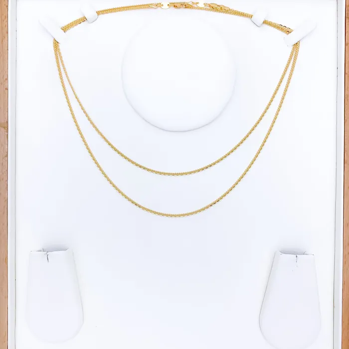 PreStyled Sets Andaaz Jewelers Petite Flat 22K Gold Beaded Chain 20