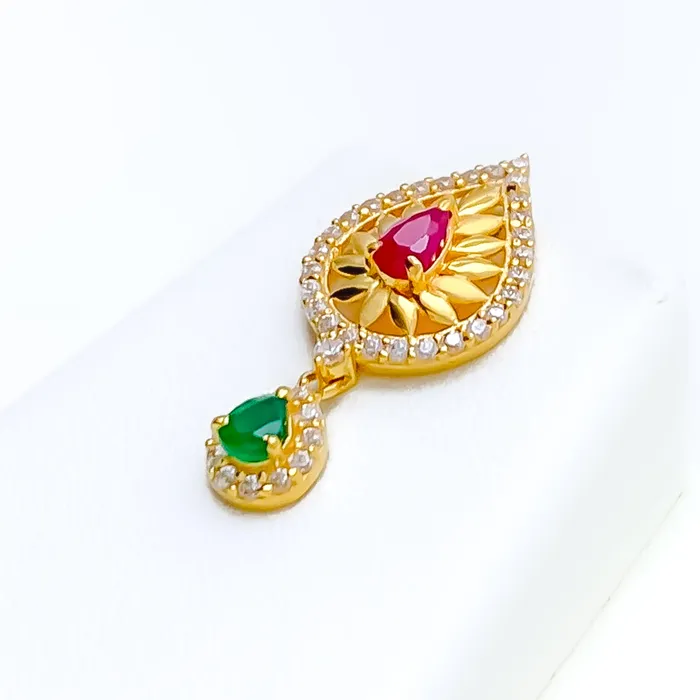 PreStyled Sets Andaaz Jewelers Rare Golden Signature 22k Gold CZ Pendant Set