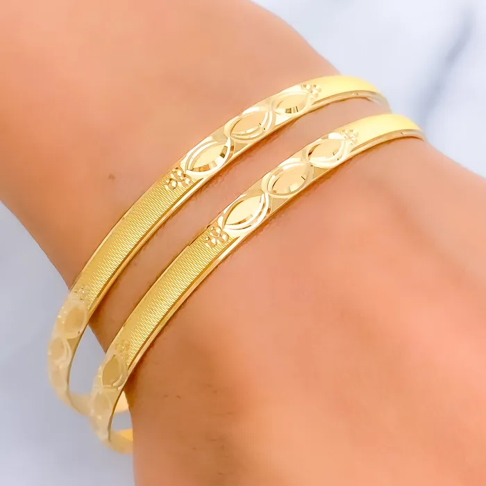 PreStyled Sets Andaaz Jewelers Reflective Triple Marquise 22k Gold Bangle Pair PreStyled Sets Andaaz Jewelers Reflective Triple Marquise 22k Gold Bangle Pair