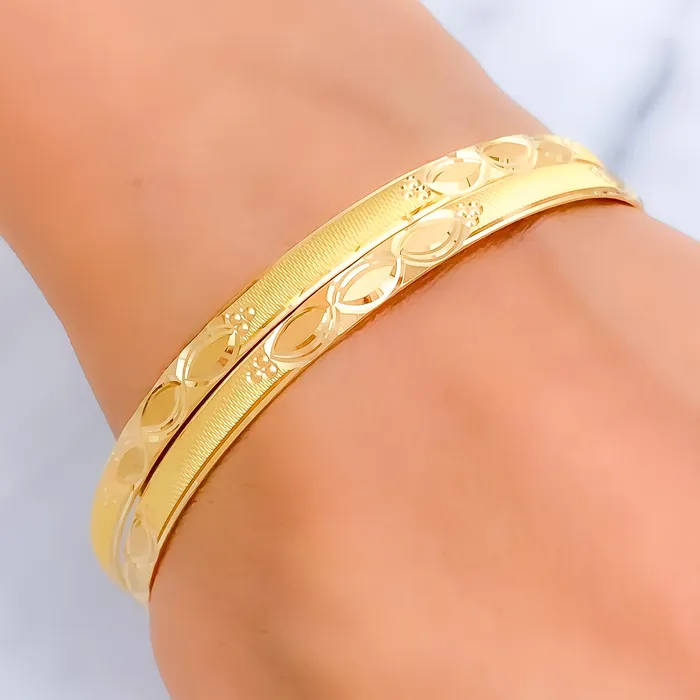 PreStyled Sets Andaaz Jewelers Reflective Triple Marquise 22k Gold Bangle Pair