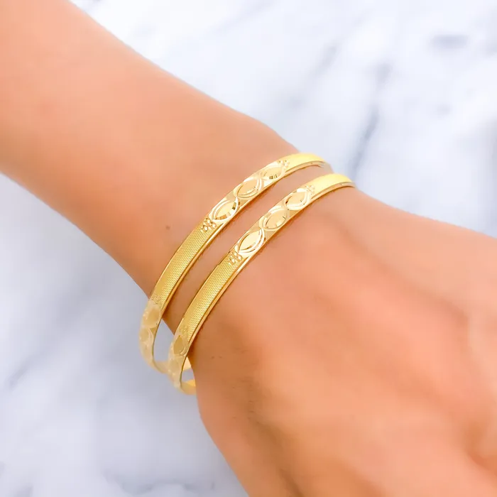 PreStyled Sets Andaaz Jewelers Reflective Triple Marquise 22k Gold Bangle Pair