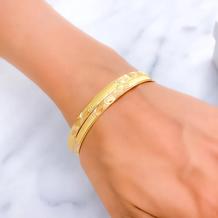 PreStyled Sets Andaaz Jewelers Reflective Triple Marquise 22k Gold Bangle Pair
