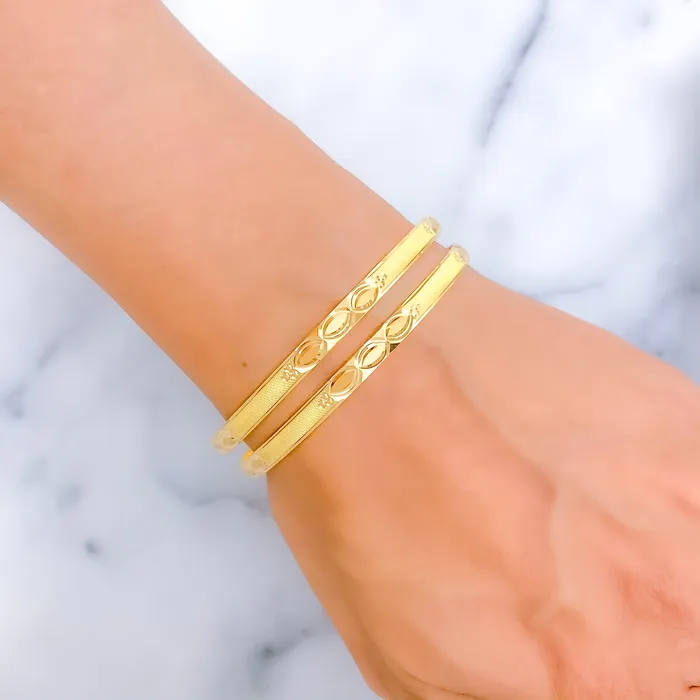 PreStyled Sets Andaaz Jewelers Reflective Triple Marquise 22k Gold Bangle Pair