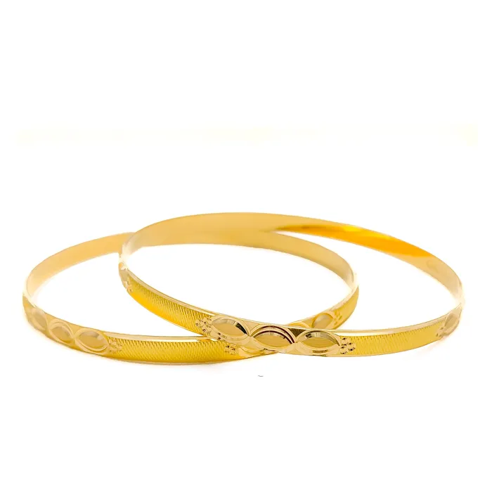 PreStyled Sets Andaaz Jewelers Reflective Triple Marquise 22k Gold Bangle Pair
