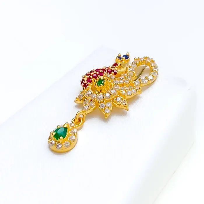PreStyled Sets Contemporary Colorful 22k Gold CZ Pendant Set Andaaz Jewelers