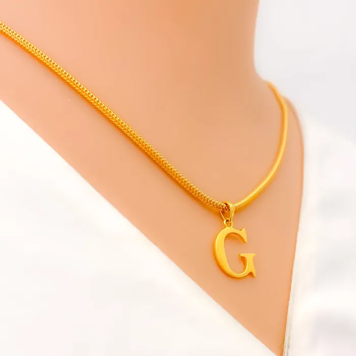 PreStyled Sets G 22k Gold Letter Pendant Andaaz Jewelers
