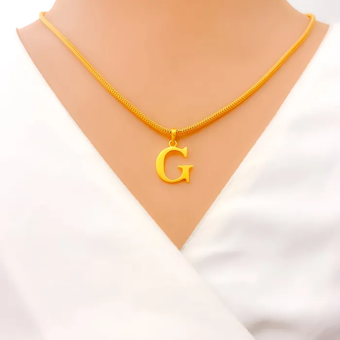 PreStyled Sets G 22k Gold Letter Pendant Andaaz Jewelers