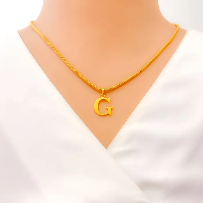 PreStyled Sets G 22k Gold Letter Pendant Andaaz Jewelers