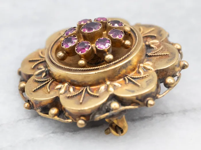PreStyled Sets Market Square Jewelers Antique Gold Georgian Era Ruby Doublet Brooch PreStyled Sets Market Square Jewelers Antique Gold Georgian Era Ruby Doublet Brooch