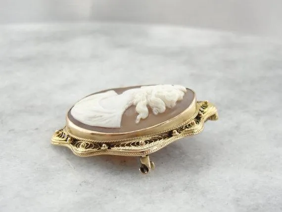 PreStyled Sets Market Square Jewelers Vintage Cameo Gold Filigree Pendant Brooch PreStyled Sets Market Square Jewelers Vintage Cameo Gold Filigree Pendant Brooch