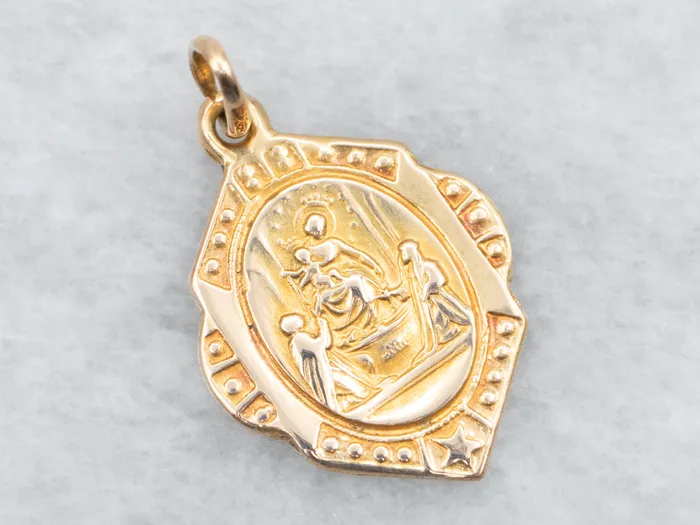 PreStyled Sets Market Square Jewelers Yellow Gold Religious Medal Pendant