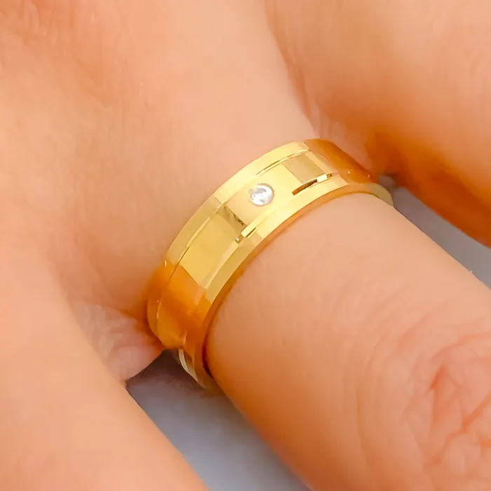 Refined Contemporary 21k Gold CZ Band Andaaz Jewelers Rings