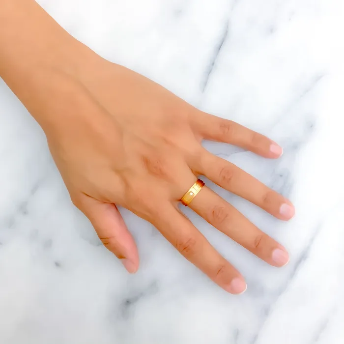 Refined Contemporary 21k Gold CZ Band Andaaz Jewelers Rings
