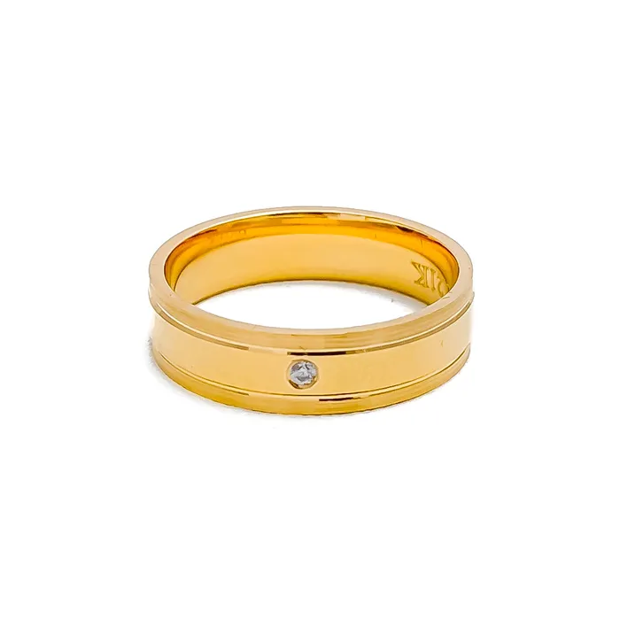 Refined Contemporary 21k Gold CZ Band Andaaz Jewelers Rings