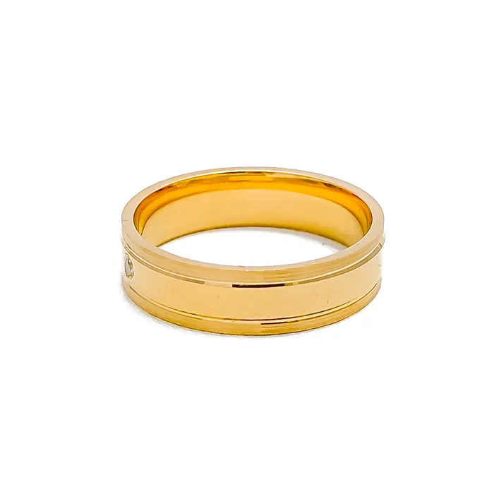Refined Contemporary 21k Gold CZ Band Andaaz Jewelers Rings