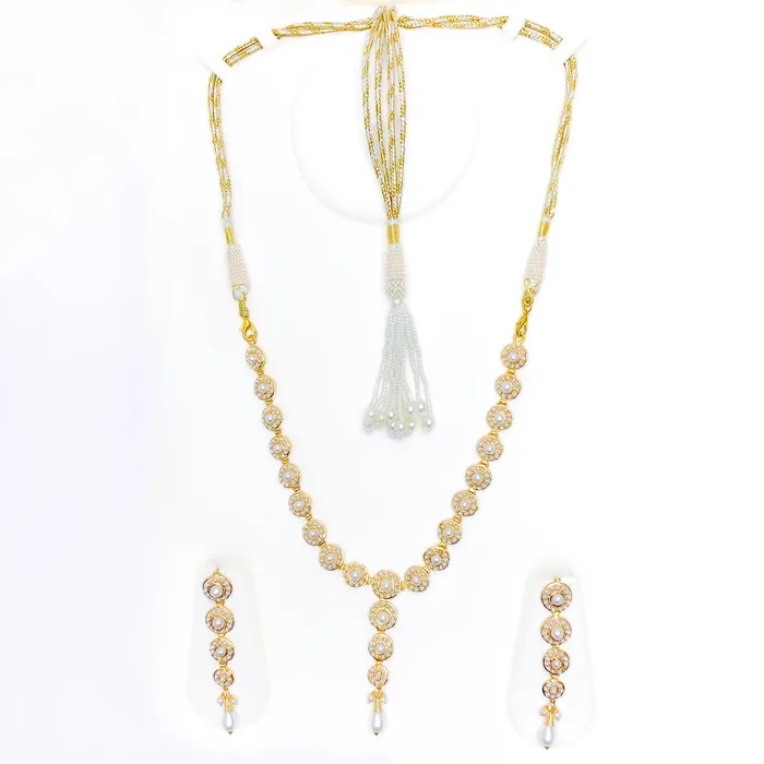 Refined Floral Motif 22k Gold Pearl Necklace Set Andaaz Jewelers Necklaces