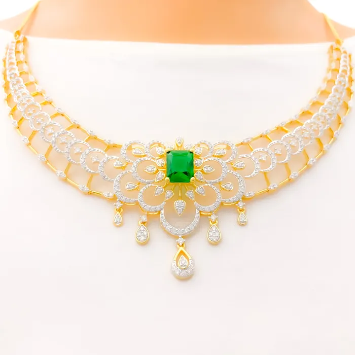 Regal Hanging Diamond 18k Gold Set Andaaz Jewelers PreStyled Sets