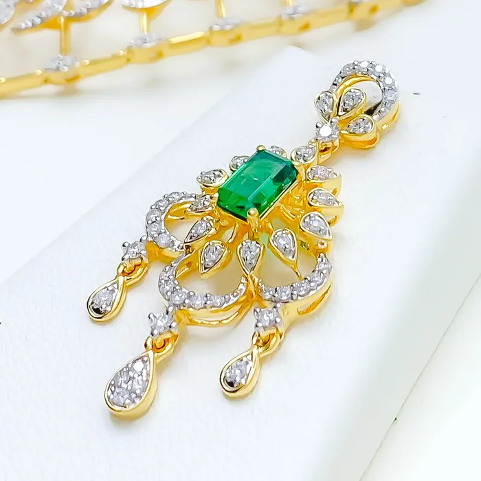 Regal Hanging Diamond 18k Gold Set Andaaz Jewelers PreStyled Sets