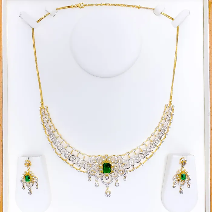 Regal Hanging Diamond 18k Gold Set Andaaz Jewelers PreStyled Sets