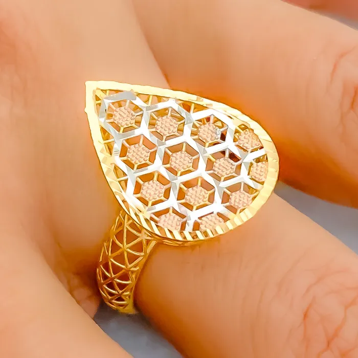 Rings Andaaz Jewelers Chic ThreeTone 22K Gold Ring