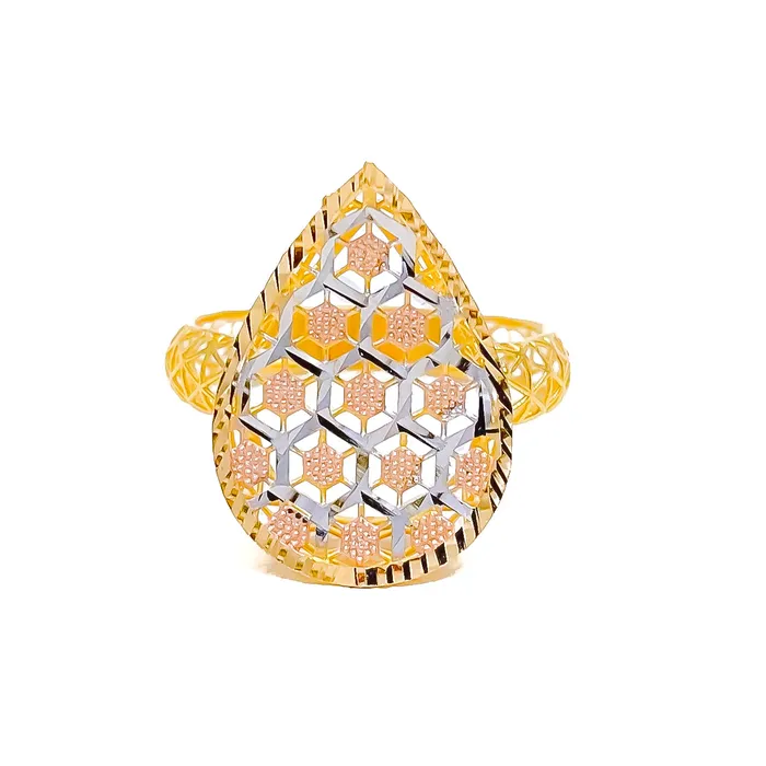 Rings Andaaz Jewelers Chic ThreeTone 22K Gold Ring