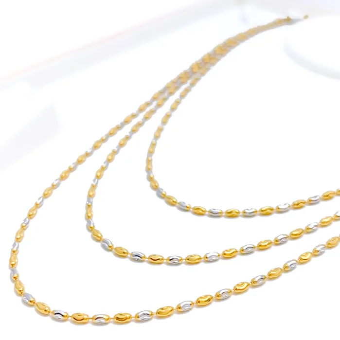 Rings Andaaz Jewelers Evergreen TwoTone Oval Bead Chain 18