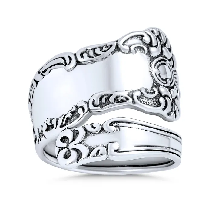 Rings Boho Bypass Spoon Band Silver Ring for Men Oxidized Sterling Adjustable BlingJewelry Wholesale Rings Boho Bypass Spoon Band Silver Ring for Men Oxidized Sterling Adjustable BlingJewelry Wholesale