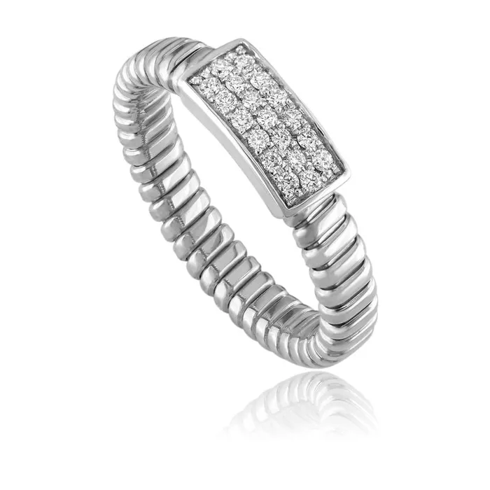 Rings Classic Creations 18kt Gold 3 Diamond Row Coil Ring