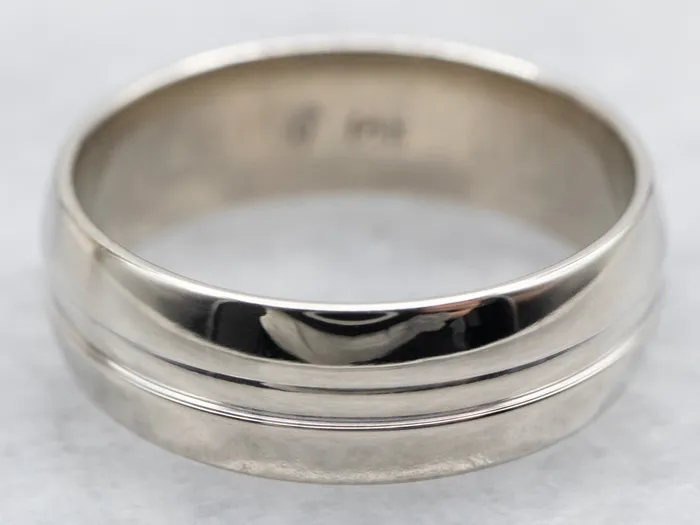 Rings Market Square Jewelers Double Line White Gold Wedding Band