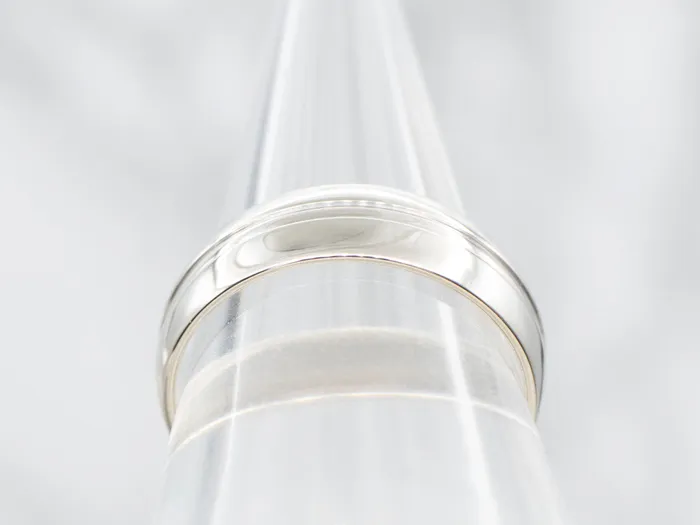 Rings Market Square Jewelers Double Line White Gold Wedding Band