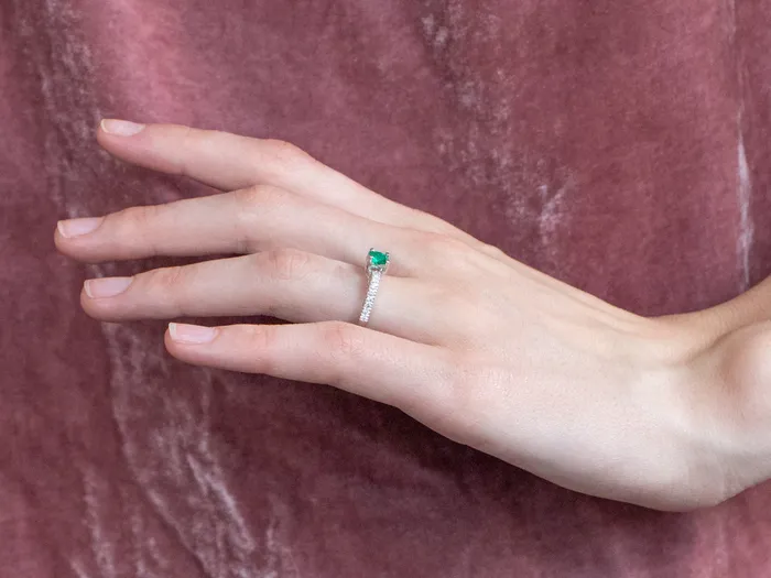 Rings Market Square Jewelers Emerald and Diamond 18K White Gold Ring Rings Market Square Jewelers Emerald and Diamond 18K White Gold Ring