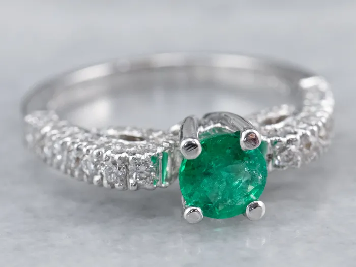 Rings Market Square Jewelers Emerald and Diamond 18K White Gold Ring Rings Market Square Jewelers Emerald and Diamond 18K White Gold Ring