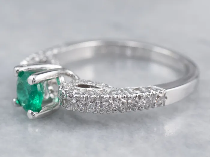 Rings Market Square Jewelers Emerald and Diamond 18K White Gold Ring Rings Market Square Jewelers Emerald and Diamond 18K White Gold Ring