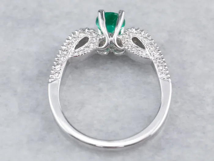 Rings Market Square Jewelers Emerald and Diamond 18K White Gold Ring Rings Market Square Jewelers Emerald and Diamond 18K White Gold Ring