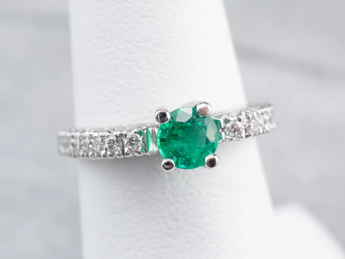 Rings Market Square Jewelers Emerald and Diamond 18K White Gold Ring Rings Market Square Jewelers Emerald and Diamond 18K White Gold Ring