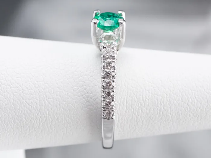 Rings Market Square Jewelers Emerald and Diamond 18K White Gold Ring Rings Market Square Jewelers Emerald and Diamond 18K White Gold Ring