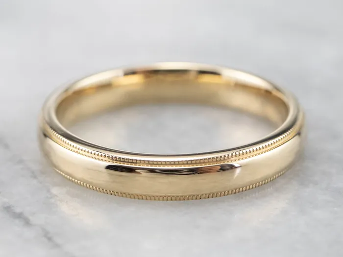 Rings Market Square Jewelers Milgrain Edge Yellow Gold Wedding Band