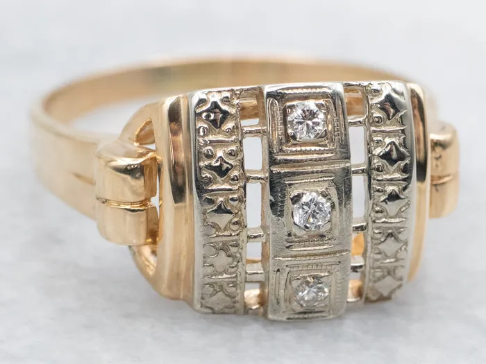 Rings Market Square Jewelers Retro Two Tone Diamond Cocktail Ring Rings Market Square Jewelers Retro Two Tone Diamond Cocktail Ring